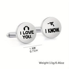 Stainless Steel I LOVE YOU & Man Cufflinks Stylish Men's Accessory