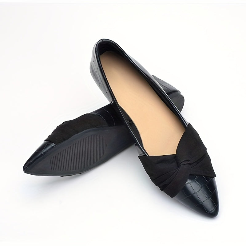 Women's Pointed Toe Bow Ballet Flats Slip On Shoes
