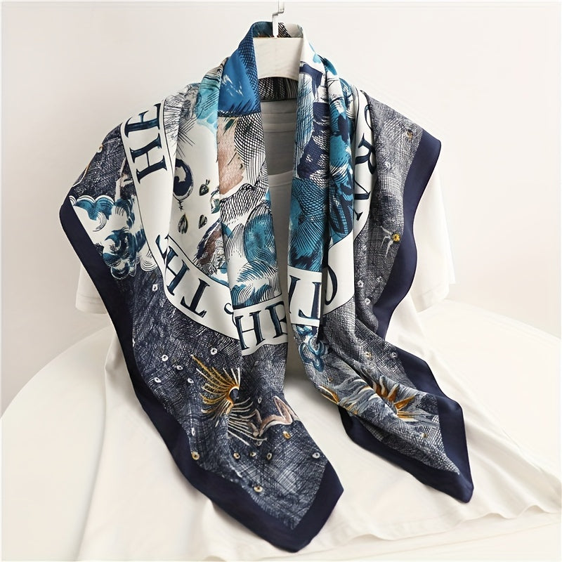 Boho Print Bandana Vintage Square Scarf Silk Shawl Classic Head Wraps For Women