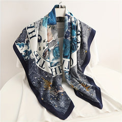 Boho Print Bandana Vintage Square Scarf Silk Shawl Classic Head Wraps For Women