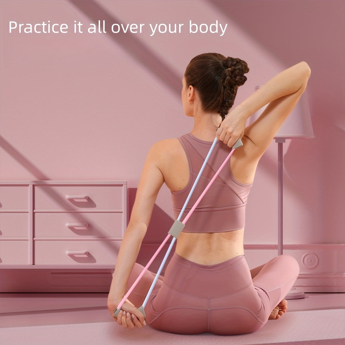 8 Shaped Yoga Resistance Band for Women Back Exercise Stretching Elastic Band