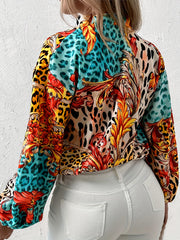 Baroque Print Lantern Sleeve Blouse