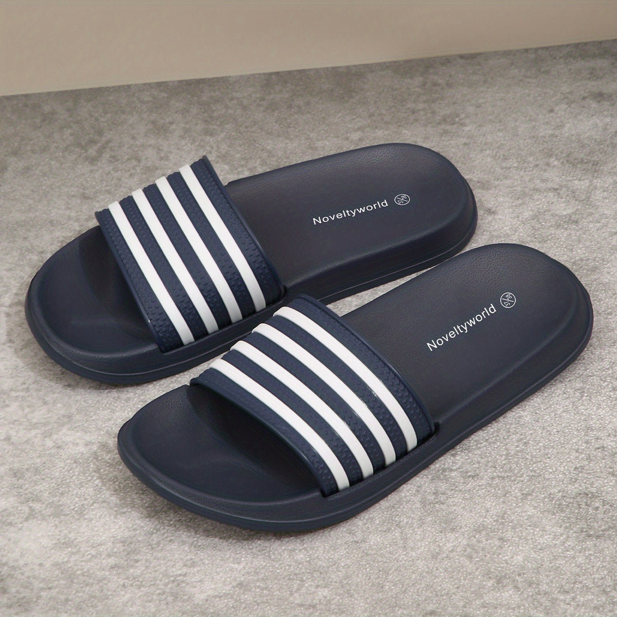 Striped Soft Sole Slides Casual Open Toe Shoes Lightweight Indoor Bathroom Shoes