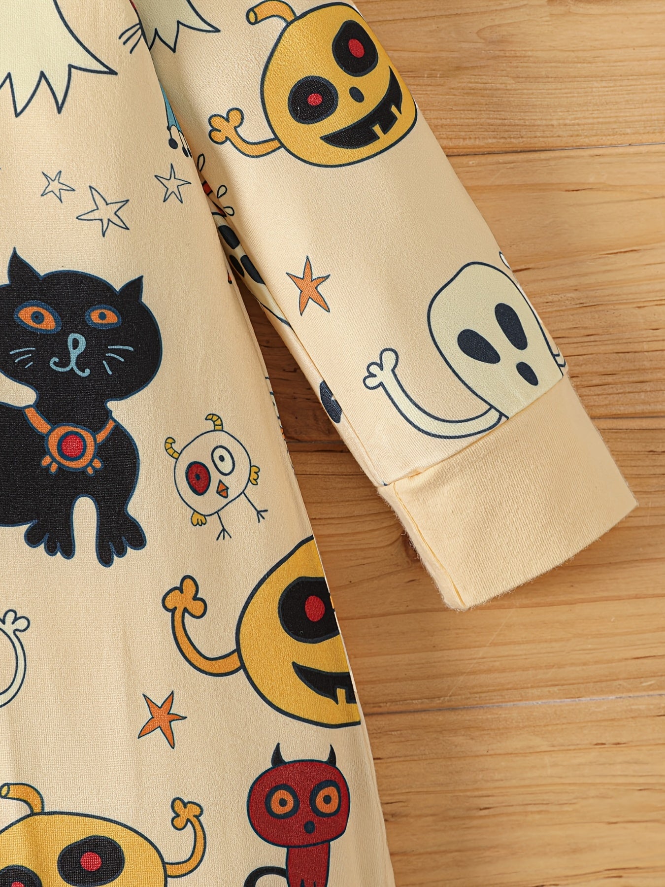 Infant Halloween Cartoon Print Long-sleeved Jumpsuit