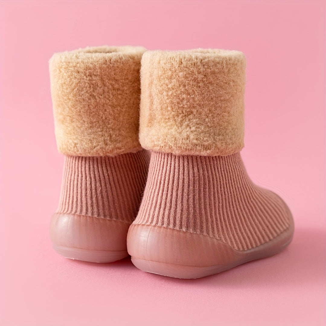 Baby Boys Slip On Sock Shoes Non Slip Warm Fleece Walking Shoes
