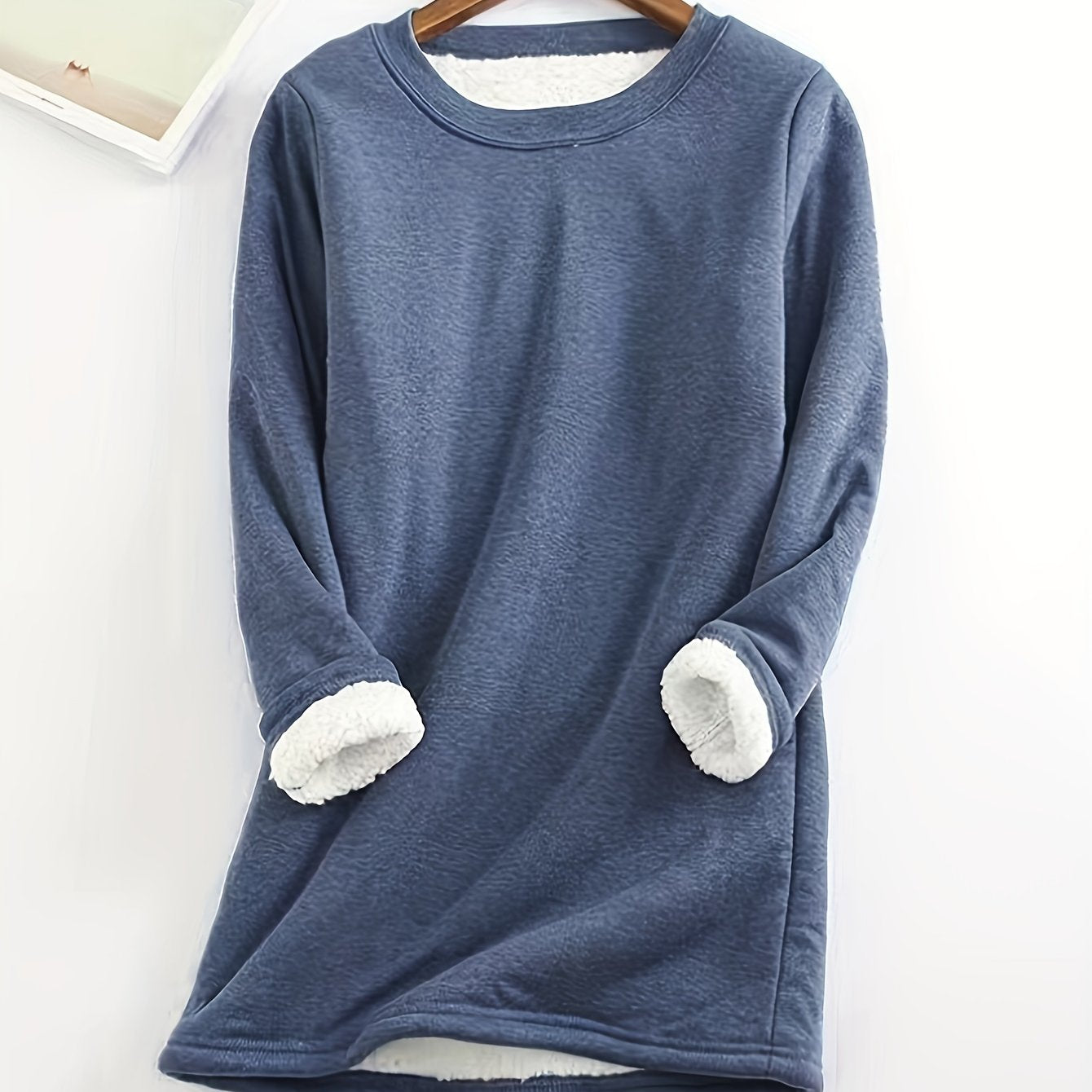 Women's Solid Crew Fleece Sweatshirt for Fall & Winter