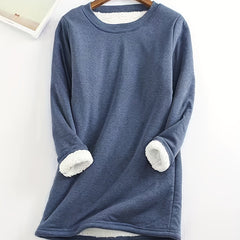 Women's Solid Crew Fleece Sweatshirt for Fall & Winter
