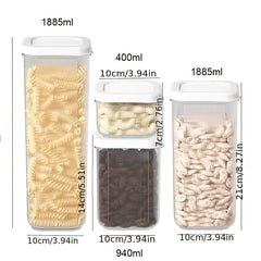 4pcs Sealed Plastic Food Storage Box Set with Lid