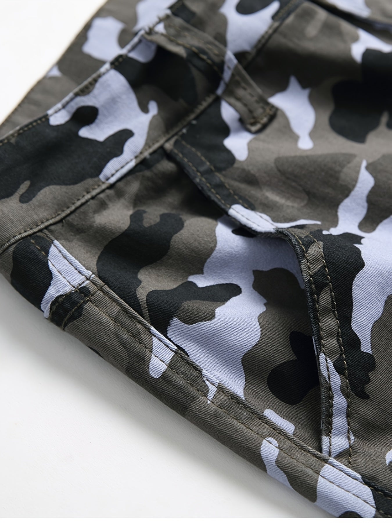 Camouflage Pattern Pocket Jeans Men s Casual Stretch Street Style Denim