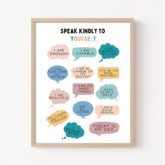 Positive Affirmations & Feelings Poster for Therapy Office Decor