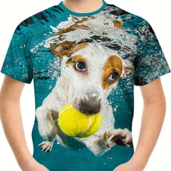 3D Print Dog Under Water Boy's T-shirt
