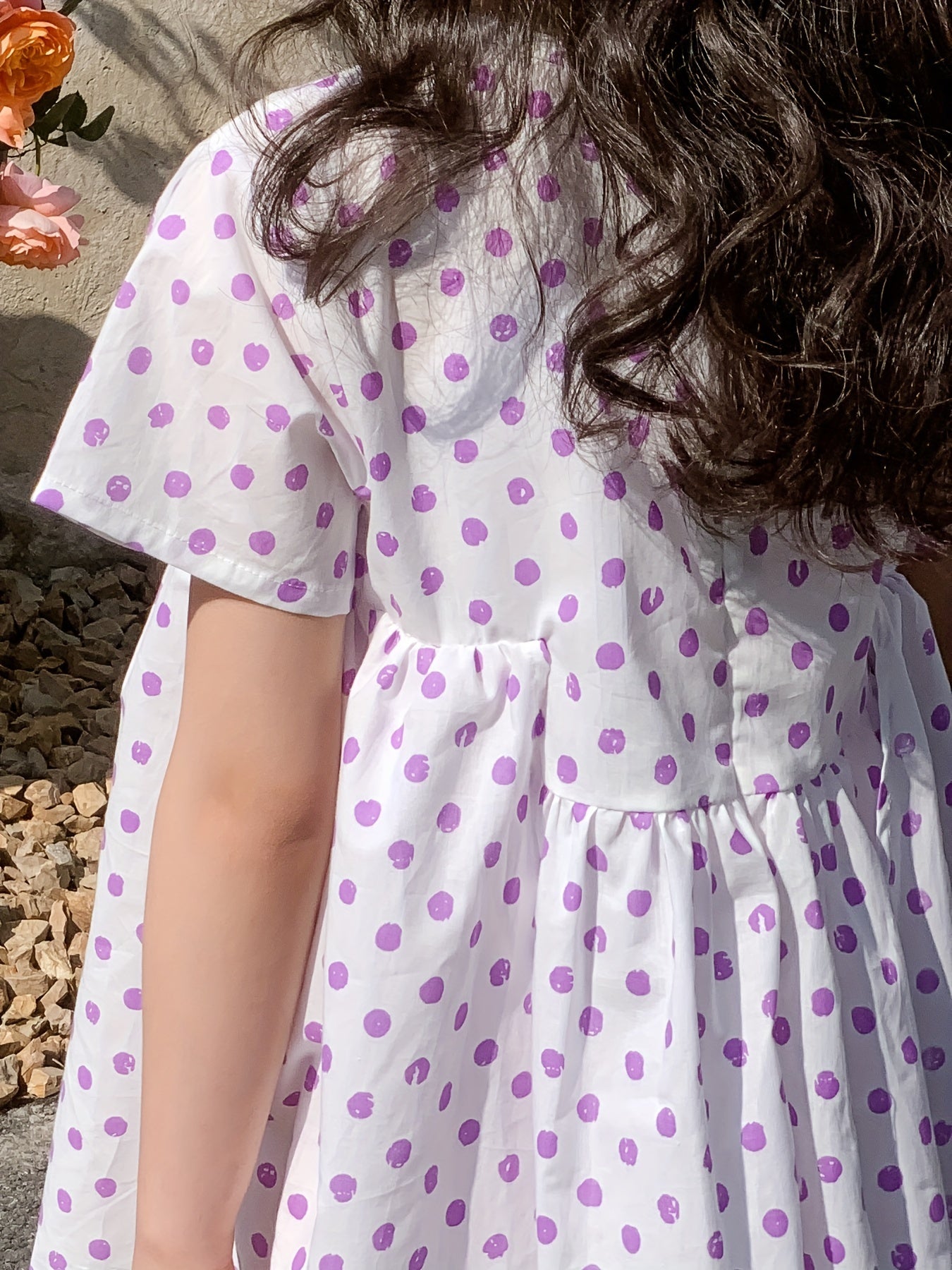 Girl's Polka Dot Princess Dress Short Sleeve Summer Casual Loose Dress