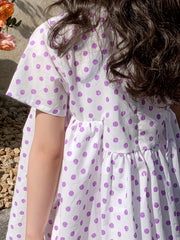 Girl's Polka Dot Princess Dress Short Sleeve Summer Casual Loose Dress