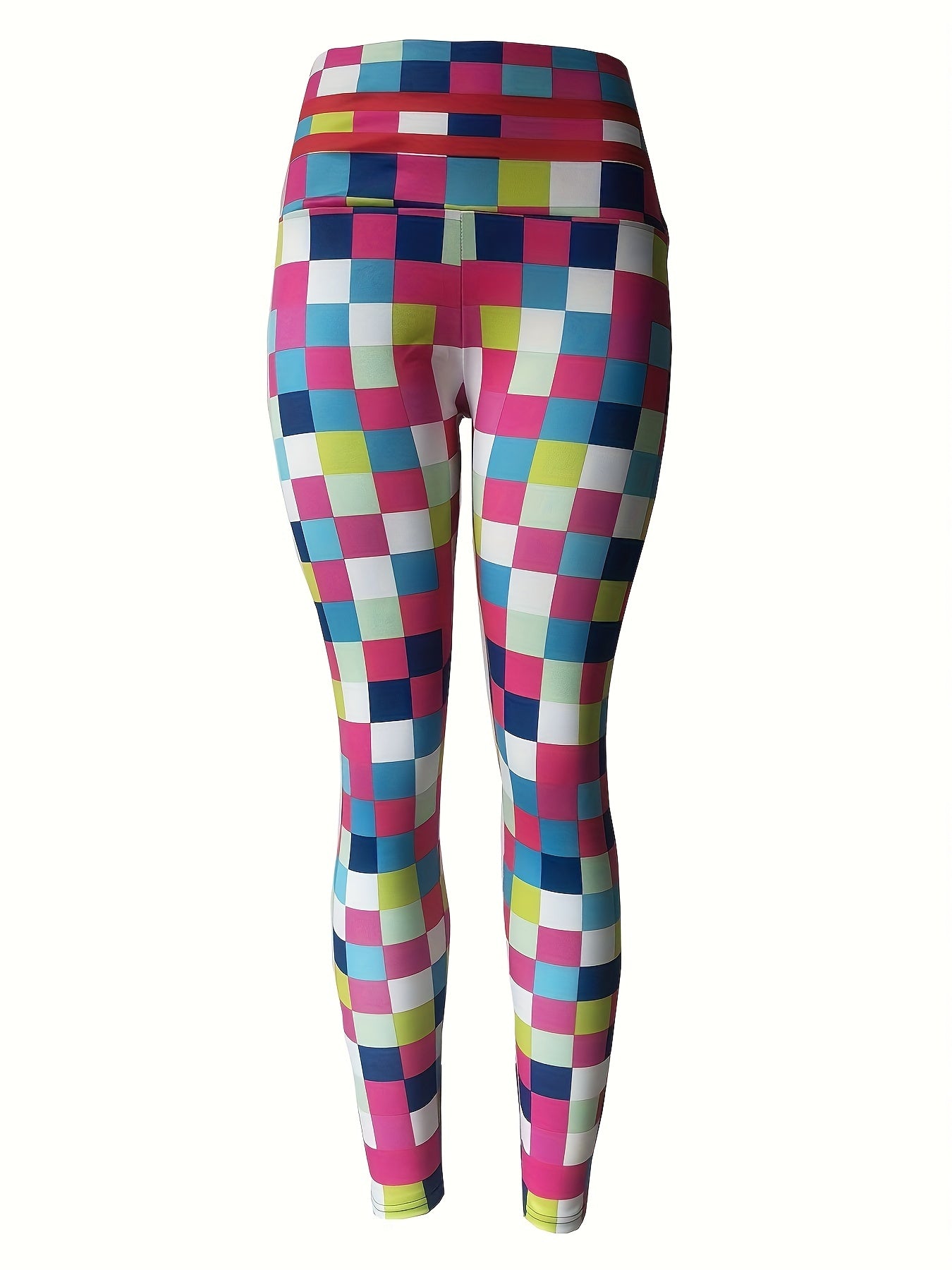 Checkerboard Print High Waist Yoga Legging Women's Activewear