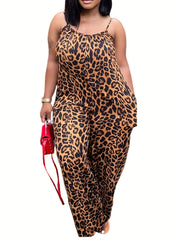 Leopard Print Wide Leg Jumpsuit