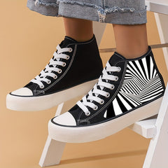 Vision Trap Dizzy Stripe Pattern Lightweight High Top Canvas Sneakers