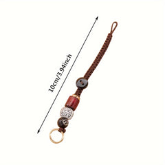 Vintage Woven Chinese Knot Beaded Rope Keychain Lucky Key Chain Pendant