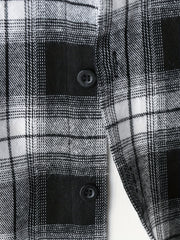 Boy's Hooded Shirt & Sweatpants Set Plaid Print Casual Outfits