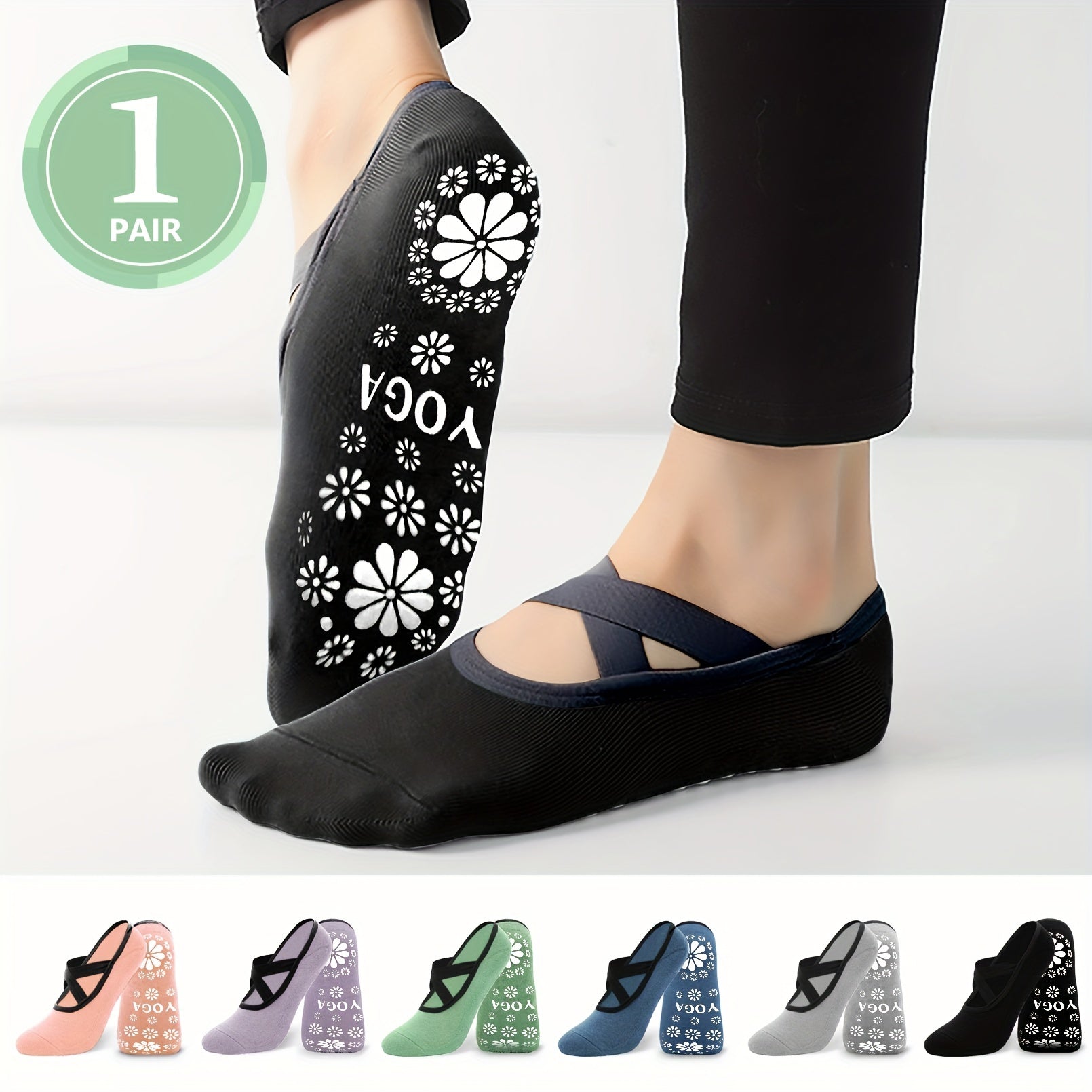 Non slip Yoga Socks Cross Strap Soft Sweat Absorbing Sports Pilates Socks
