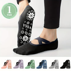 Non slip Yoga Socks Cross Strap Soft Sweat Absorbing Sports Pilates Socks
