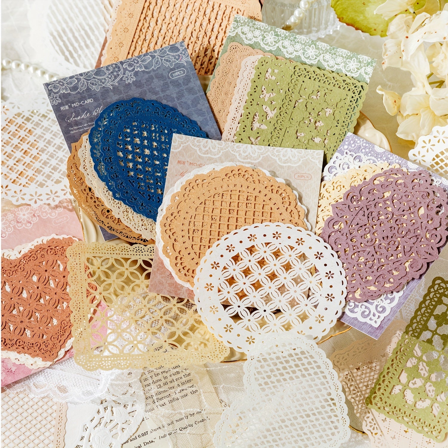 10 Sheets Vintage Lace Hollow Out Scrapbook Paper Non sticky Note Card