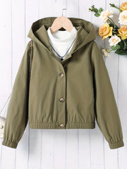 Kid Girls' Casual Hooded Windbreaker Jacket For Sports Running