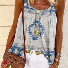 Vintage Western Geometric Print Cami Top Sleeveless Summer Spaghetti Top