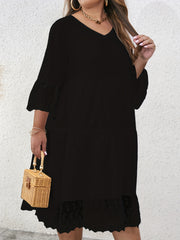 Women's Lace V-Neck Smock Dress