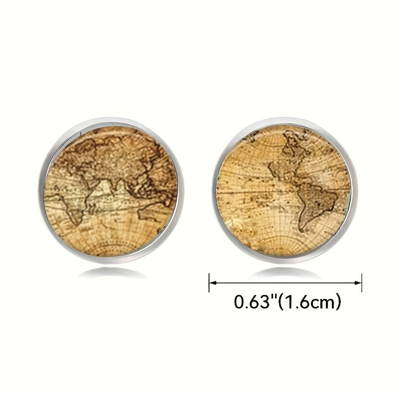 Crystal Glass Cufflinks Stainless Steel Sleeve Nails