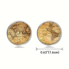 Crystal Glass Cufflinks Stainless Steel Sleeve Nails