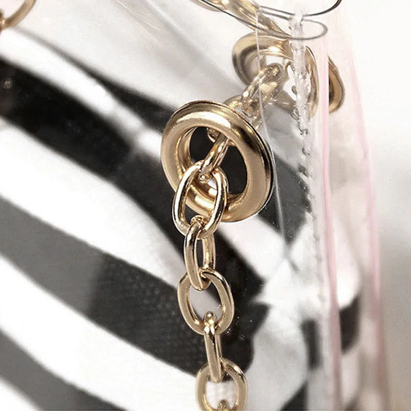 8PCS Transparent Jelly Shoulder Bags Women Handbag Chains L