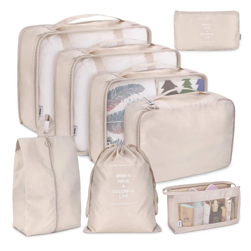 8PCS Travel Packing Storage Cases Luggage Organizer Tidy Pouch