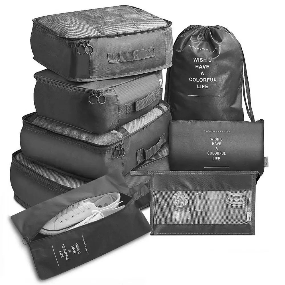 8Pcs Travel Clothes Classification Storage Bag Packing Cube Shoe Underwear Toile