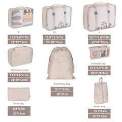 8Pcs Travel Clothes Classification Storage Bag Packing Cube Shoe Underwear Toile