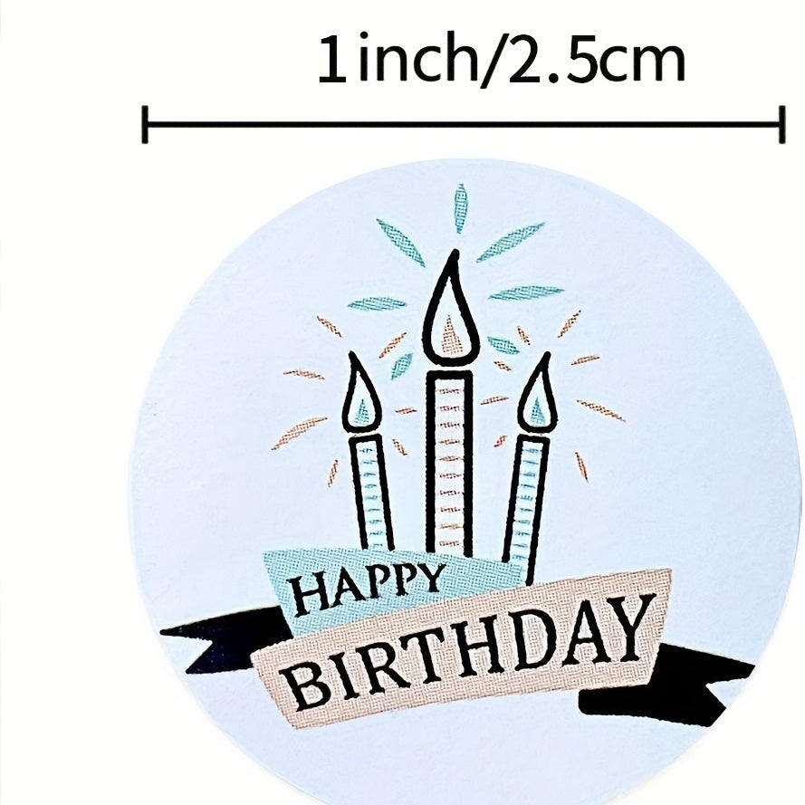 500pcs Happy Birthday Decoration Sticker 1.0inch Envelope Birthday Gift Label