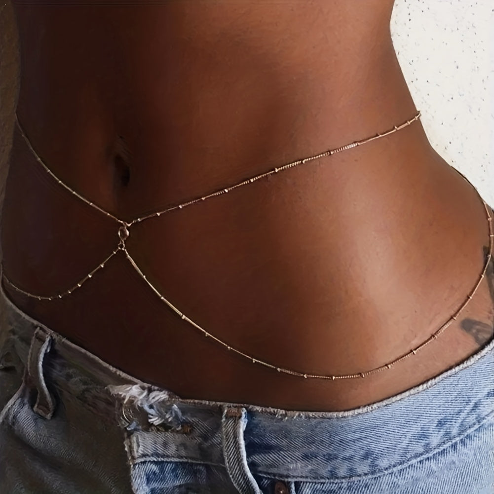 Crystal Decor Double Layer Waist Chain for Women