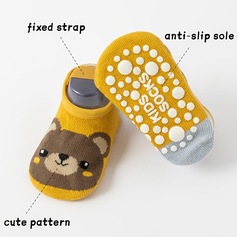 3 Pairs Baby Girls Cartoon Animal Floor Socks Anti-skid Breathable Comfy Socks