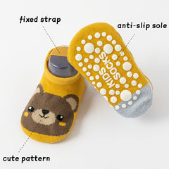 3 Pairs Baby Girls Cartoon Animal Floor Socks Anti-skid Breathable Comfy Socks