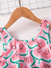 Toddler Girls Watermelon Swimsuit Set Sleeveless Ruffle Dress & Shorts