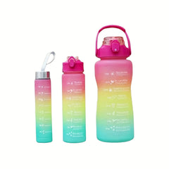 Rainbow Large Capacity Cup Gradient Plastic Water Bottle For Sports Fitness