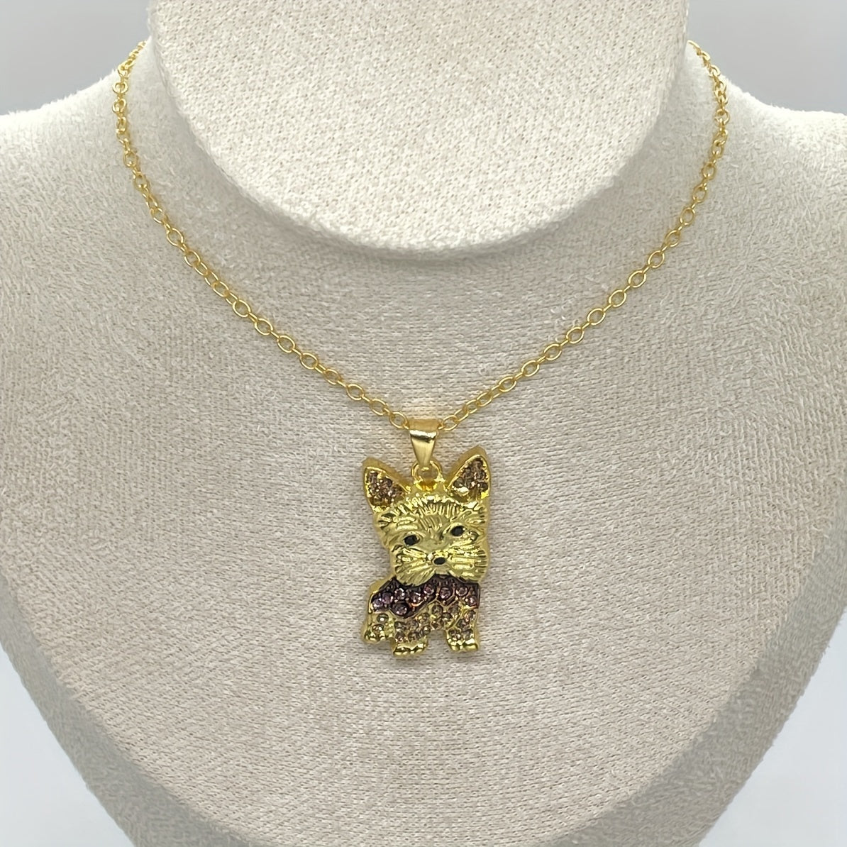 Yorkshire Sparkling Rhinestone Pet Pendant Necklace - Great Gift