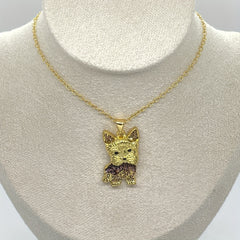 Yorkshire Sparkling Rhinestone Pet Pendant Necklace - Great Gift
