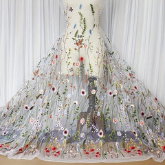 1pc Water Grass Embroidered Dress Fabric DIY Lace Fabric