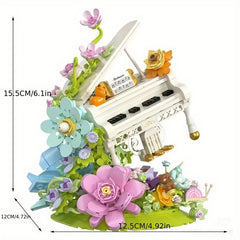 1000 pcs Piano Building Blocks Set Adult Piano Bouquet Decoration