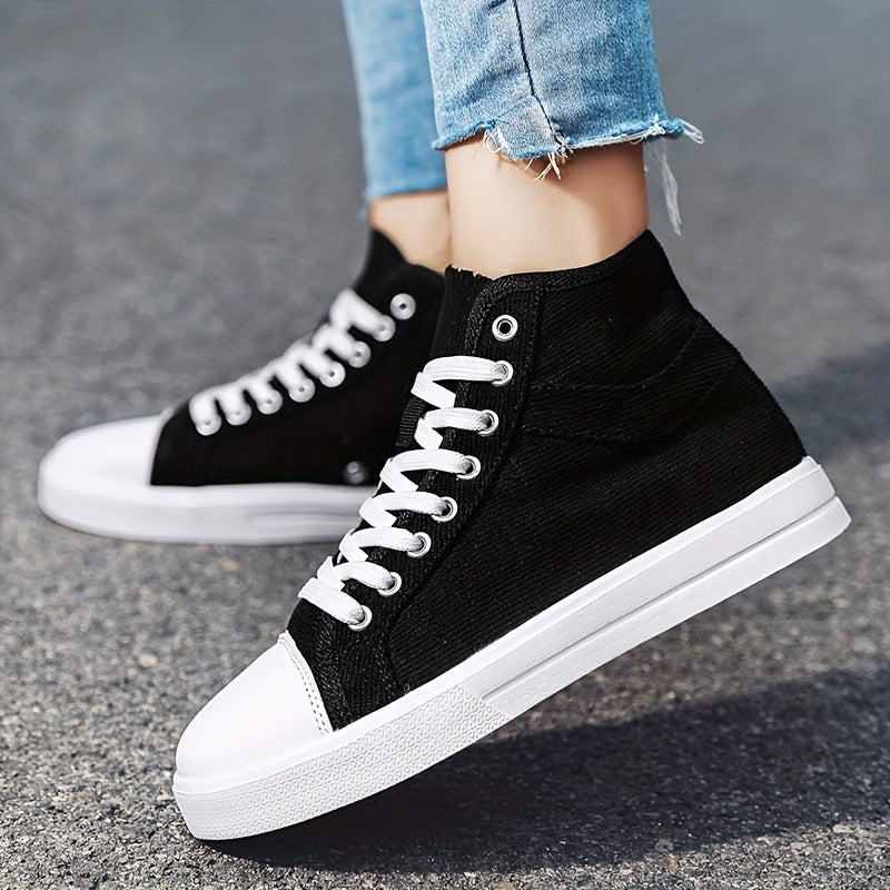 Women's Canvas Lace Up Skate Shoes Lightweight Mid Top Sneakers