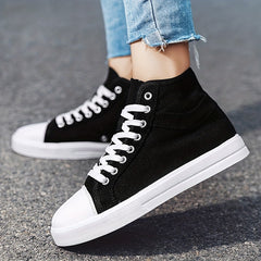 Women's Canvas Lace Up Skate Shoes Lightweight Mid Top Sneakers