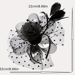 Women Flower Veil Mesh Feather Fascinator Tea Party Bridal Derbyhat