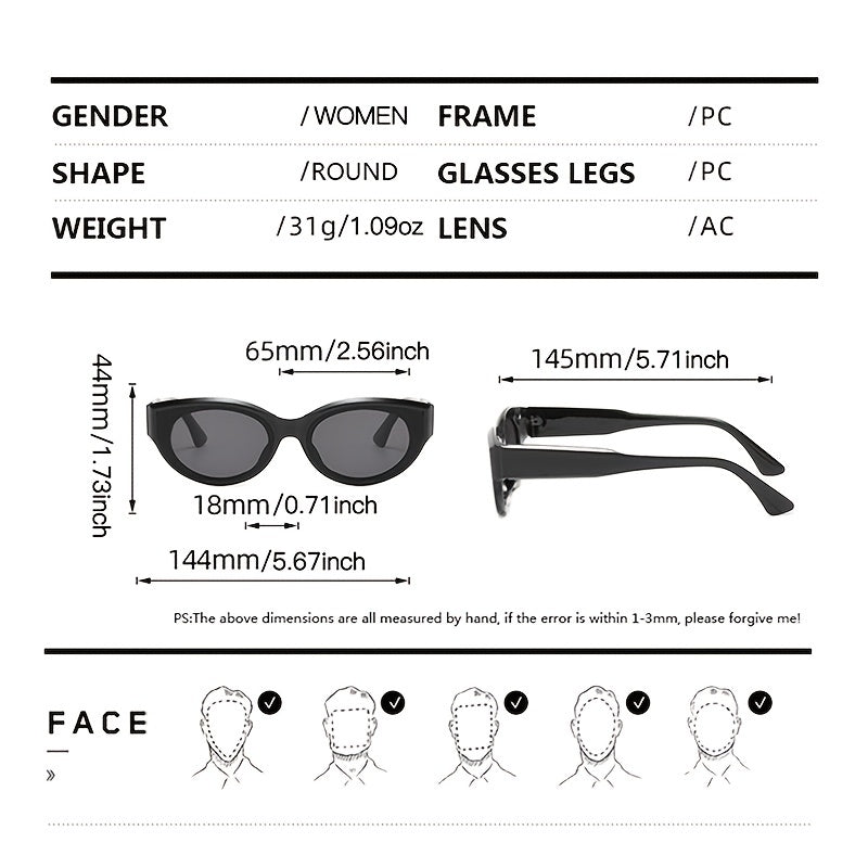 Cat Eye Sunglasses Oval Small Frame Glasses