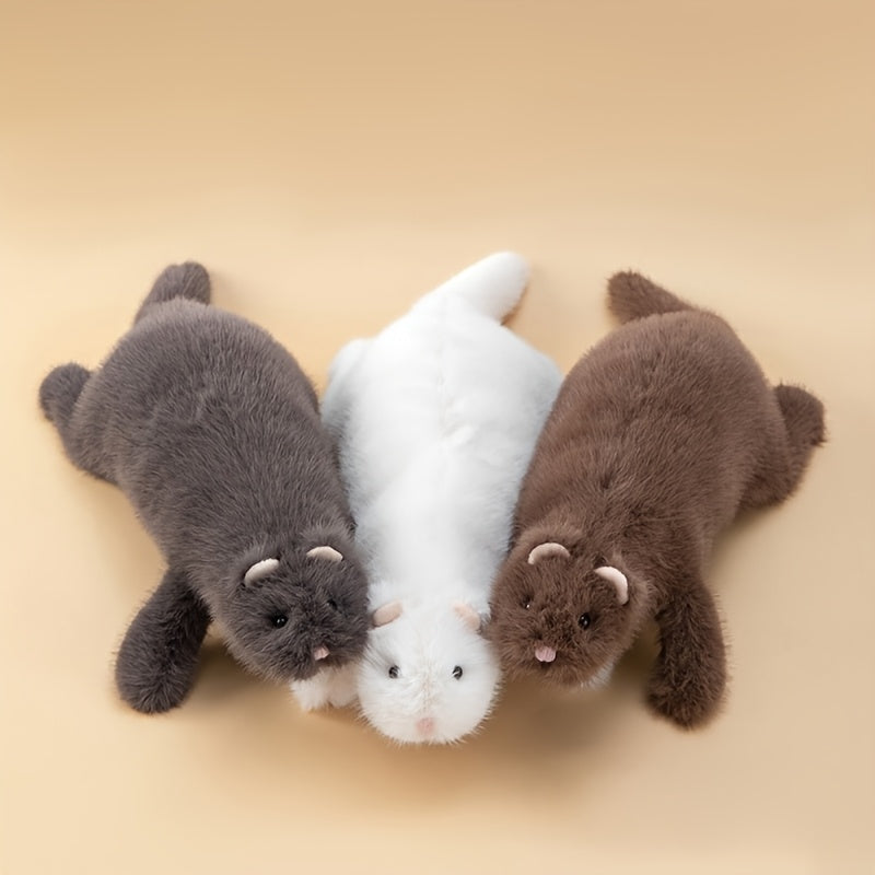 Realistic Snow Ferret Plush Stuffed Animal - Festive Soft Holiday Gift