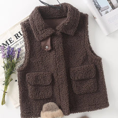 Women's Suede Teddy Vest Jacket